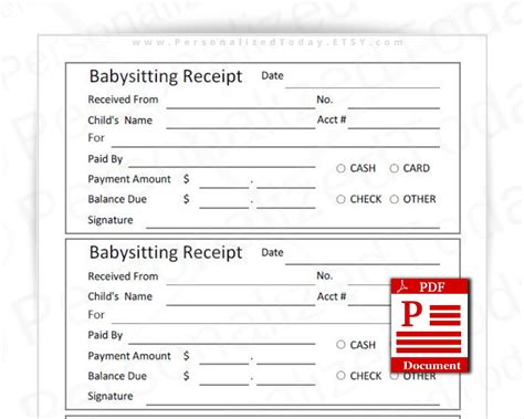 Babysitter Payment Receipt Template